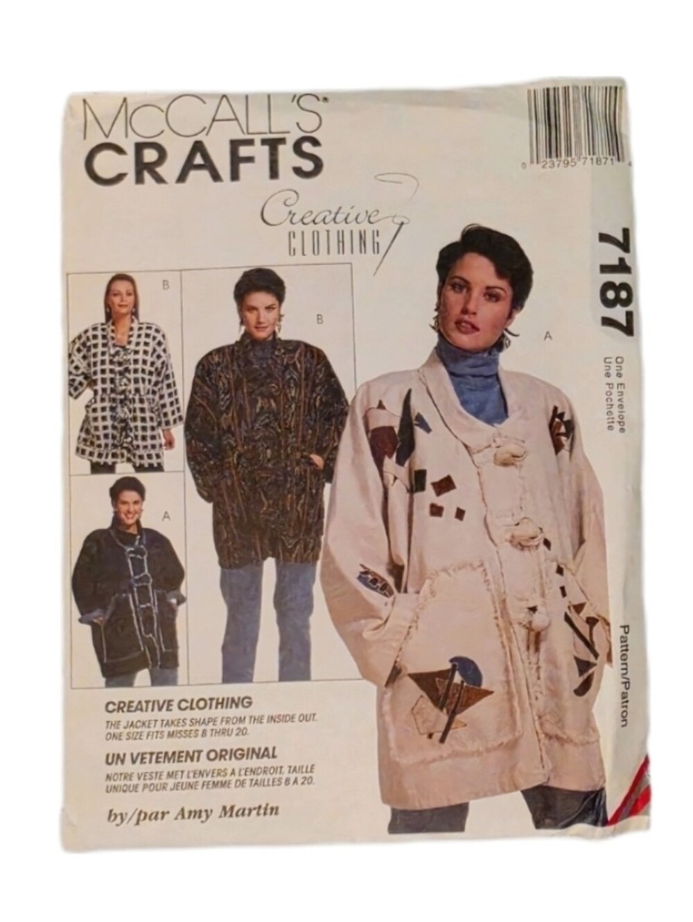 Sewing Pattern Simplicity Patchwork Jean Jacket with Appliqué Beige Size 8 - 20